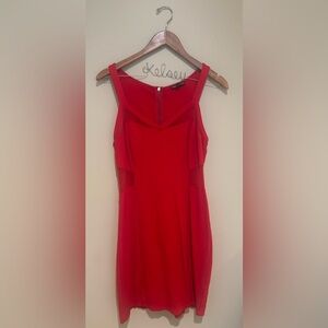 Express  Tank Red Dress with Mesh Cutouts Size 10